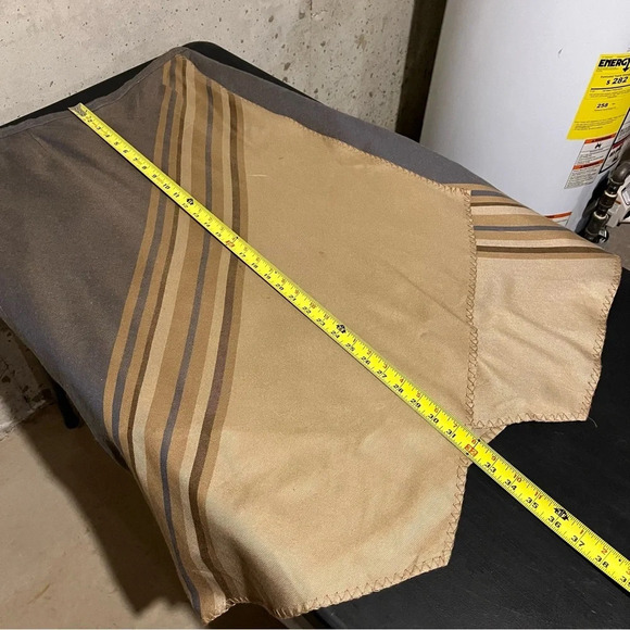 Coldwater Creek Boho Faux Wrap Midi Skirt Tan Grey Geometric Stripe Draped Sz L - Picture 11 of 11